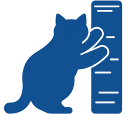 blue icon of a cat scratching a post