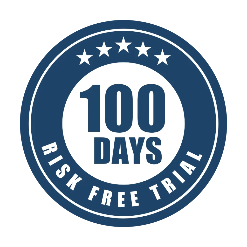 100 days risk free trial badge
